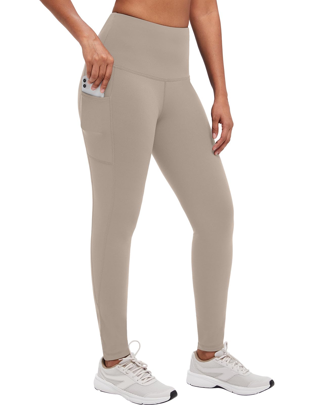 baleaf Fleece Lined Leggings Women, Water-Resistant, Khaki M