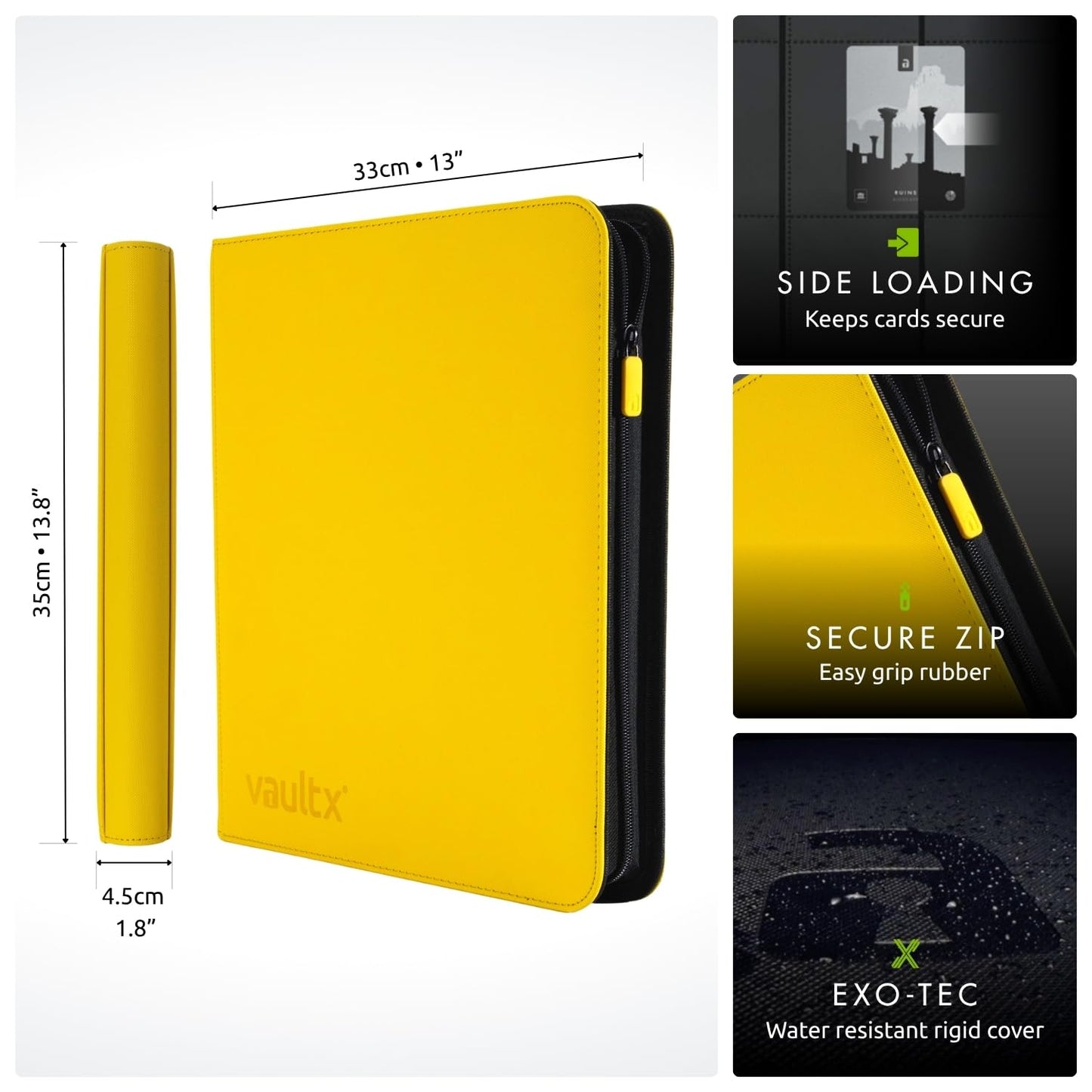 Vault X 12 Pocket XL Zip Trading Card Binder 624 Cards (Yellow)