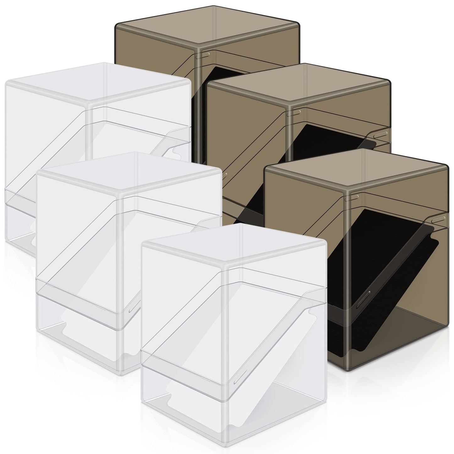 Mlikero Card Deck Cases, 6 Pack Acrylic Commander Deck Box Holding 100+ Sleeved Cards with 6 Dividers, Sturdy Card Storage Box Fit for MTG, TCG, Sports Cards (Clear&Black)