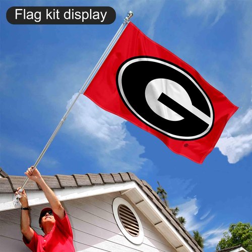 College Flags & Banners Co. University of Georgia Polyester Flag and Pole Bracket Mount Bundle