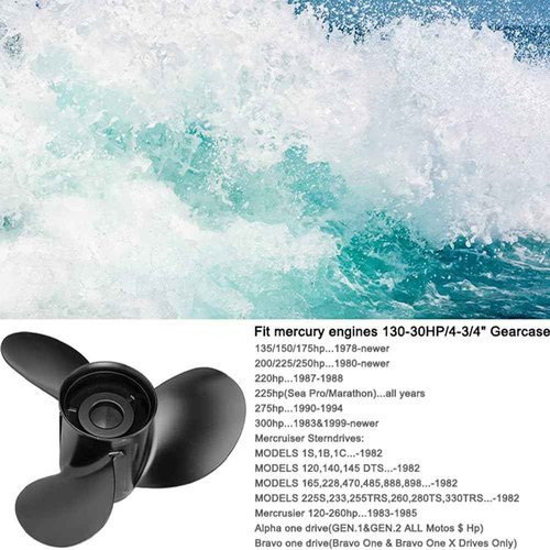 Qiclear 14.25 x 21 Pitch | 48-832832A45 (Upgrade Rubber Hub Kits Included) OEM Aluminum Outboard Propeller fit Mercury/Mariner 135-300HP,Mercruiser Sterndruves, Alpha,Bravo One, 15 Spline Tooth, Rh