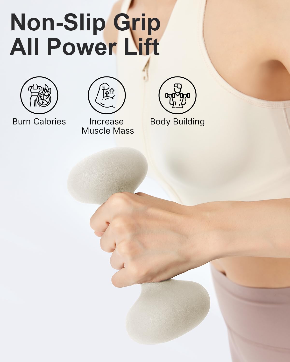 YOTTOY Weights Dumbbells Set for Women,3 Pound Dumbbells Set of 2, Non-Slip Hand Weights for Home Workouts, Portable Strength Training Neoprene dumbbells (White, 3LB-Pair)