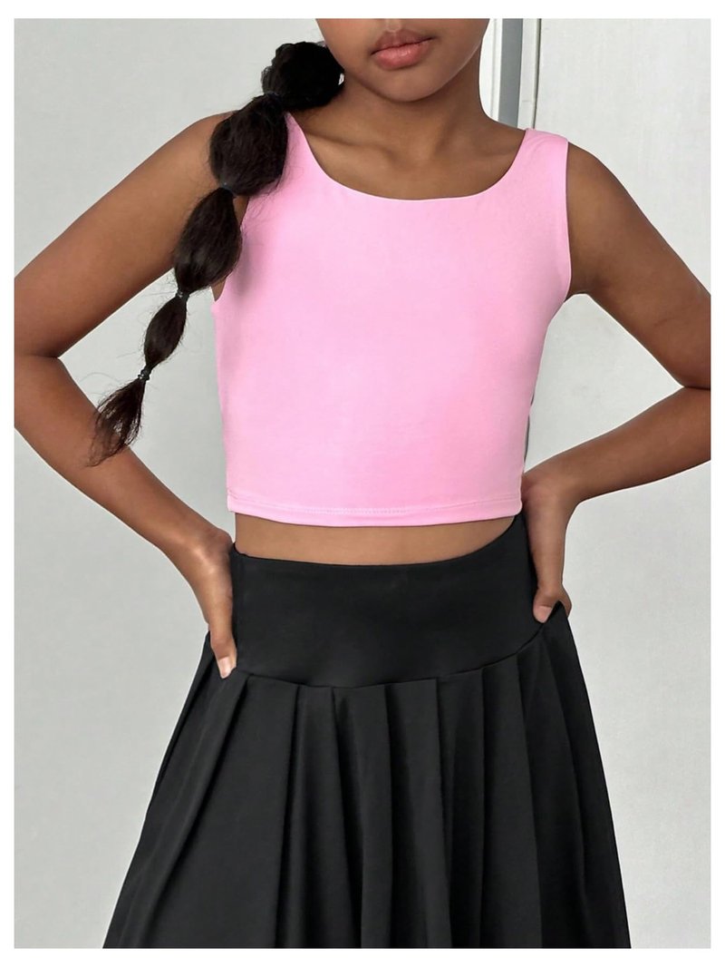 WDIRARA Girl's Twist Backless Athletic Tank Top Sleeveles Workout Running Tennis Sports Shirts Watermelon Pink 4Y