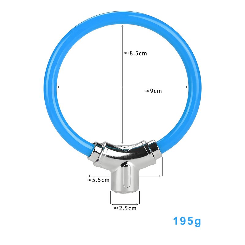 Bicycle Cable Lock, Blue Steel Cable with Keys, Security Lock