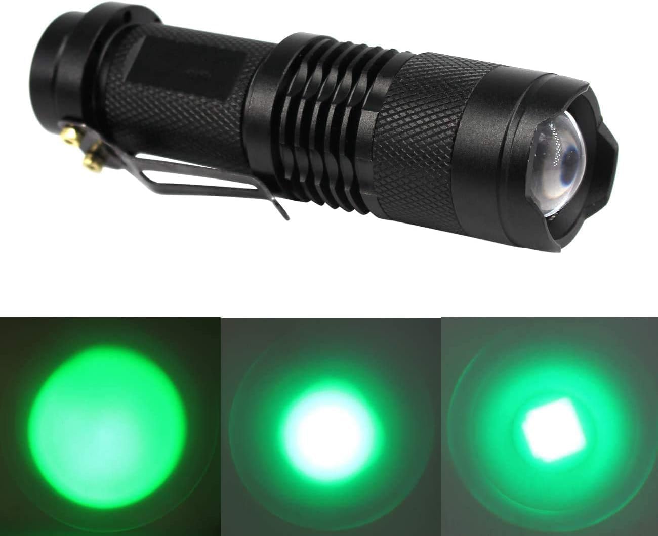 3 Pack Red Green Blue Light Bright Small Flashlights, LED Mini Flashlight High Lumens Pen Light with 3 Modes, Zoomable Torch with Clip, Flash Light for Camping,Outdoor,Emergency