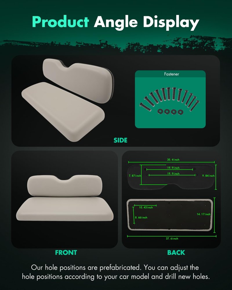 SCITOO Rear Replacement Cushions for Golf Cart Seat, Golf Cart Cushion Seat for Yamaha, for EZGO TXT RXV, for Club Car, Dedicated for Flip, Stone