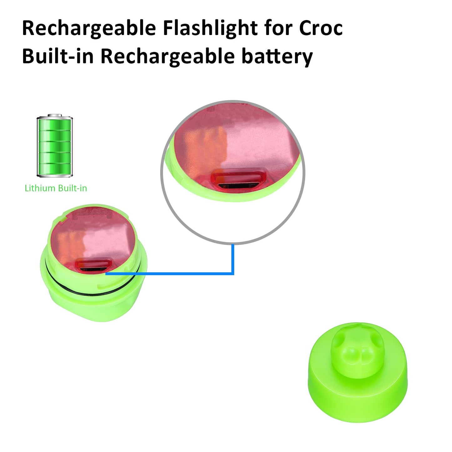 RAHAN Rechargeable Headlights for Croc 2pcs,Flashlights Attachment for Crocs, LED Shoes Light with 3 Light Modes for Dog Walking, Camping, Running, Suitable for Adults Kids, Green