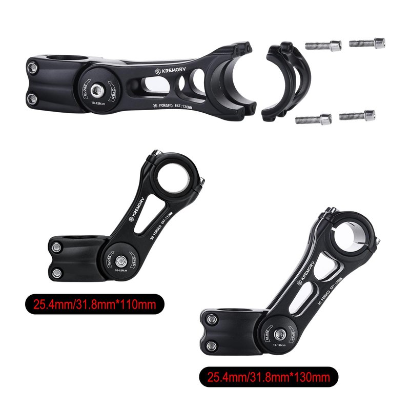 KREMORV Bike Stem Universal 25.4mm and 31.8mm Adjustable Bicycle Stem Riser MTB Stem for Mountain Bike Road Bike BMX Length 110mm 130mm