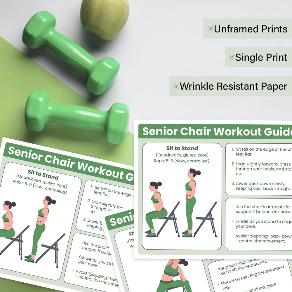 Auroscent Senior Exercise Chair Workout Poster, 30-Day Stretching and Gentle Seated Exercise Chart