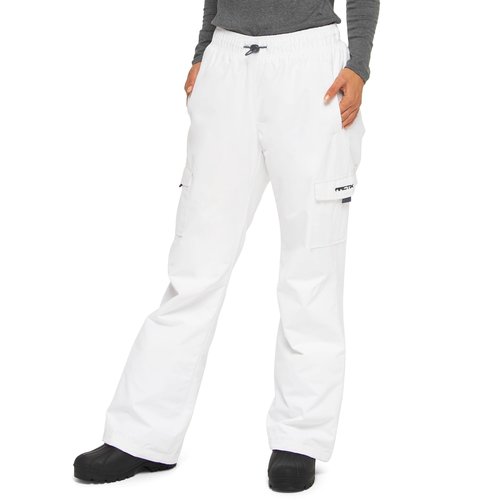 Arctix Women's Lumi Pull Over Fleece Lined Cargo Snow Pants, White, X-Small Short