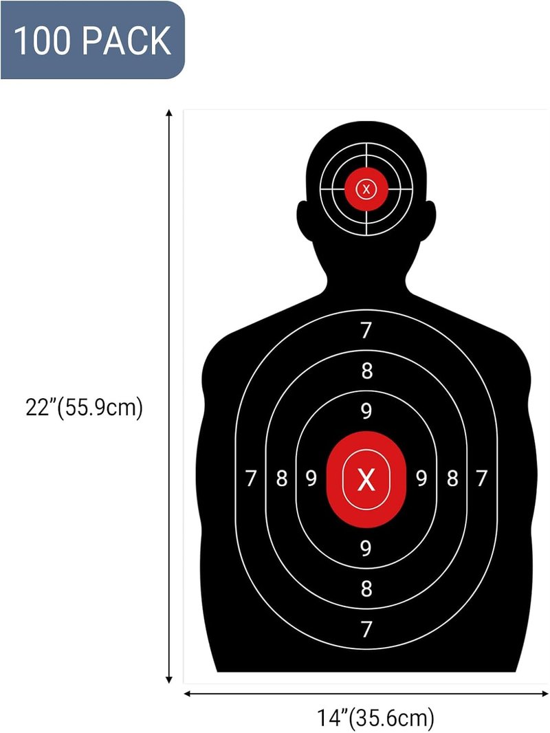 Silhouette Shooting Targets - 100 Pack 14x22 Inch Paper Targets for Gun & Archery Practice | Range Training