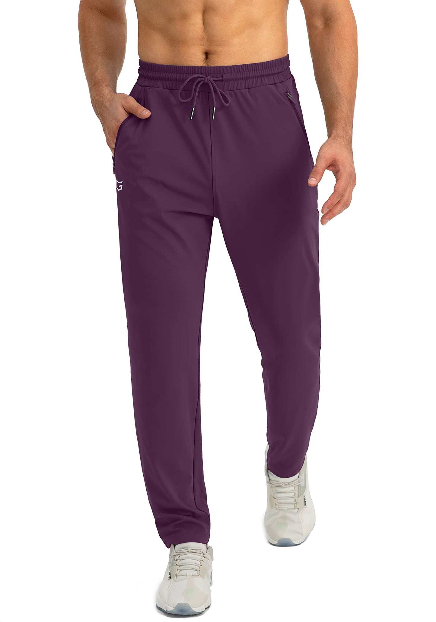 G Gradual Men's Sweatpants with Zipper Pockets Tapered Joggers for Men Athletic Pants for Workout, Jogging, Running (Wine Red, X-Large)