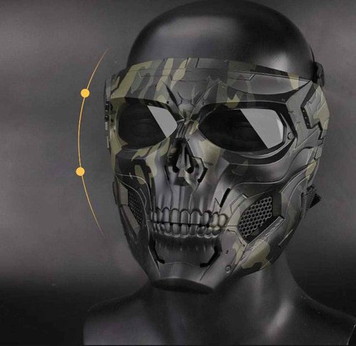 JFFCESTORE Tactical Mask and Fast Helmet,Protective Full Face Clear Goggle Skull mask Dual Mode Wearing Design, Adjustable Helmet Chin Strap Large Size for Adult (Mask+Helmet Camo)