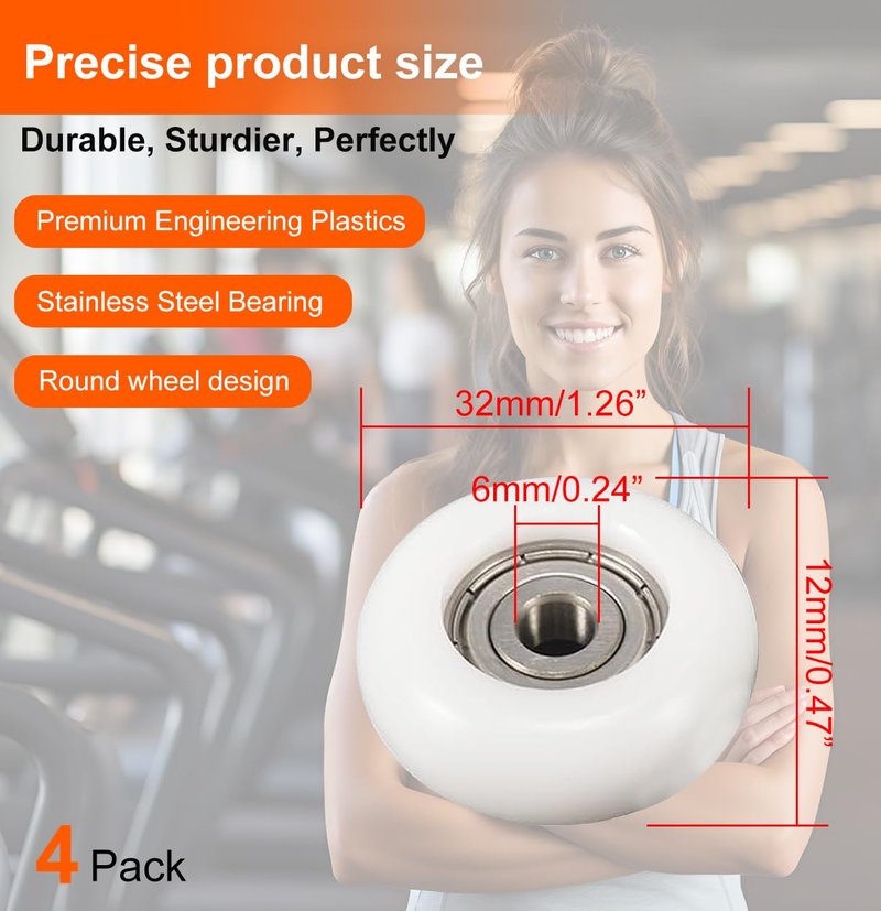 KEXWAN 4PCS Upgrade Roller Wheel Kit Replacement for Total Gym Wheels/Rollers,Fit for Models 2000 3000 Some 3000 XL and a Few Very Early XL
