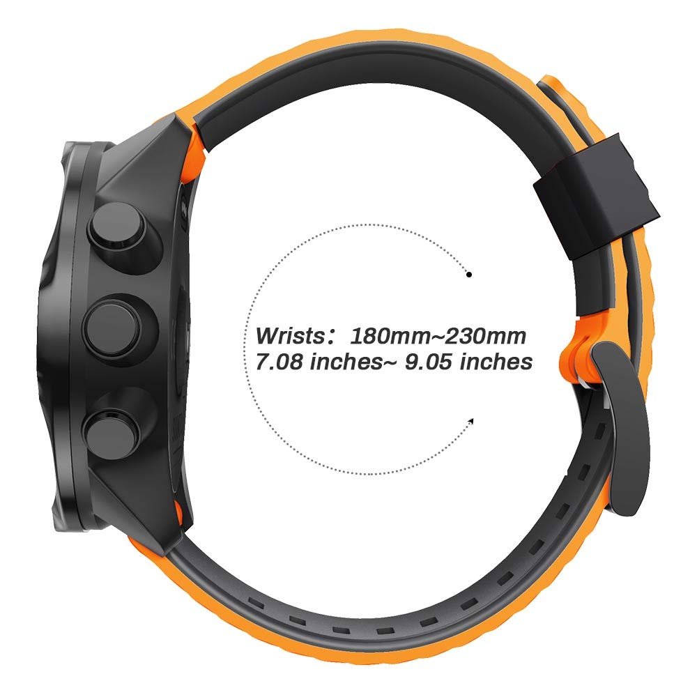 NotoCity Compatible with Suunto 7 Soft Silicone Band Replacement Wristband for Men and Women Suunto 9 Baro Sports Watch Strap for Suunto 9 Spartan/9 GPS Watch Band, Orange-Black