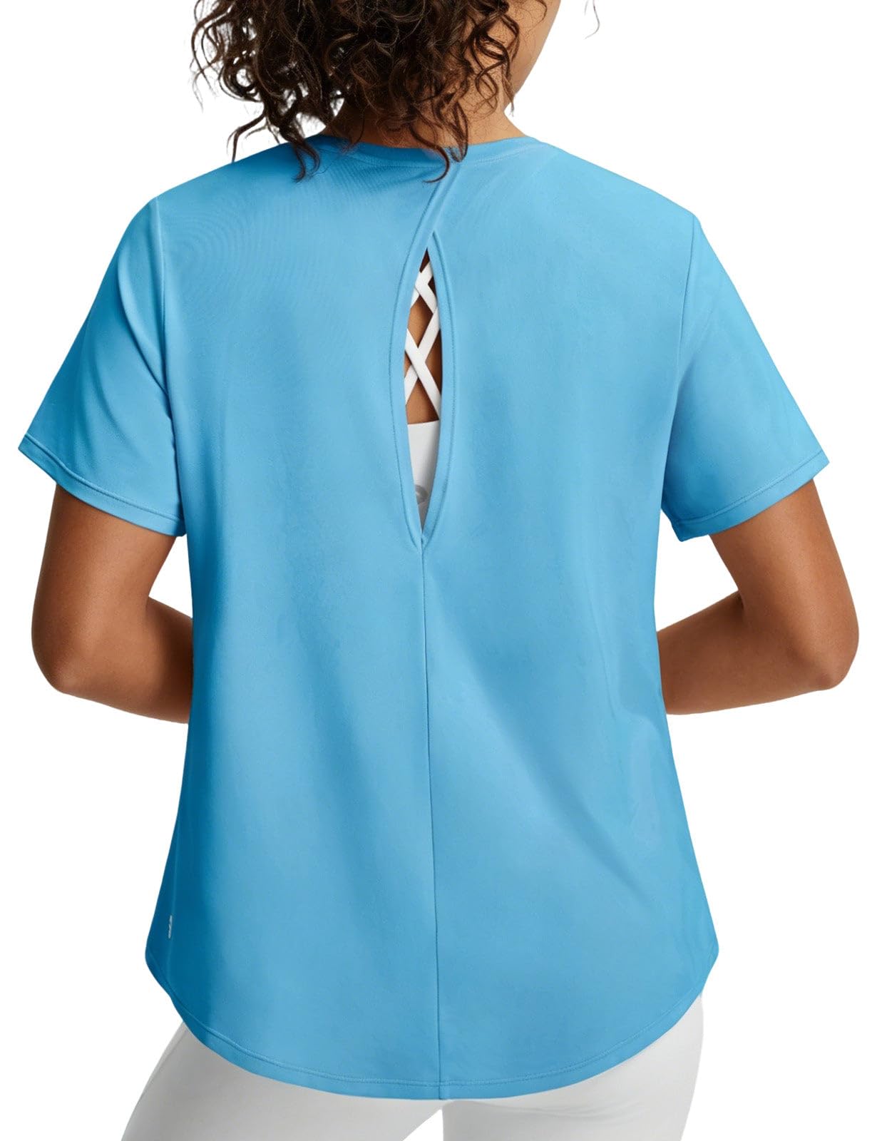 baleaf Women's Short Sleeve Workout Tops Open Back Yoga Shirts UPF 50+ Athletic Gym Running T Shirt