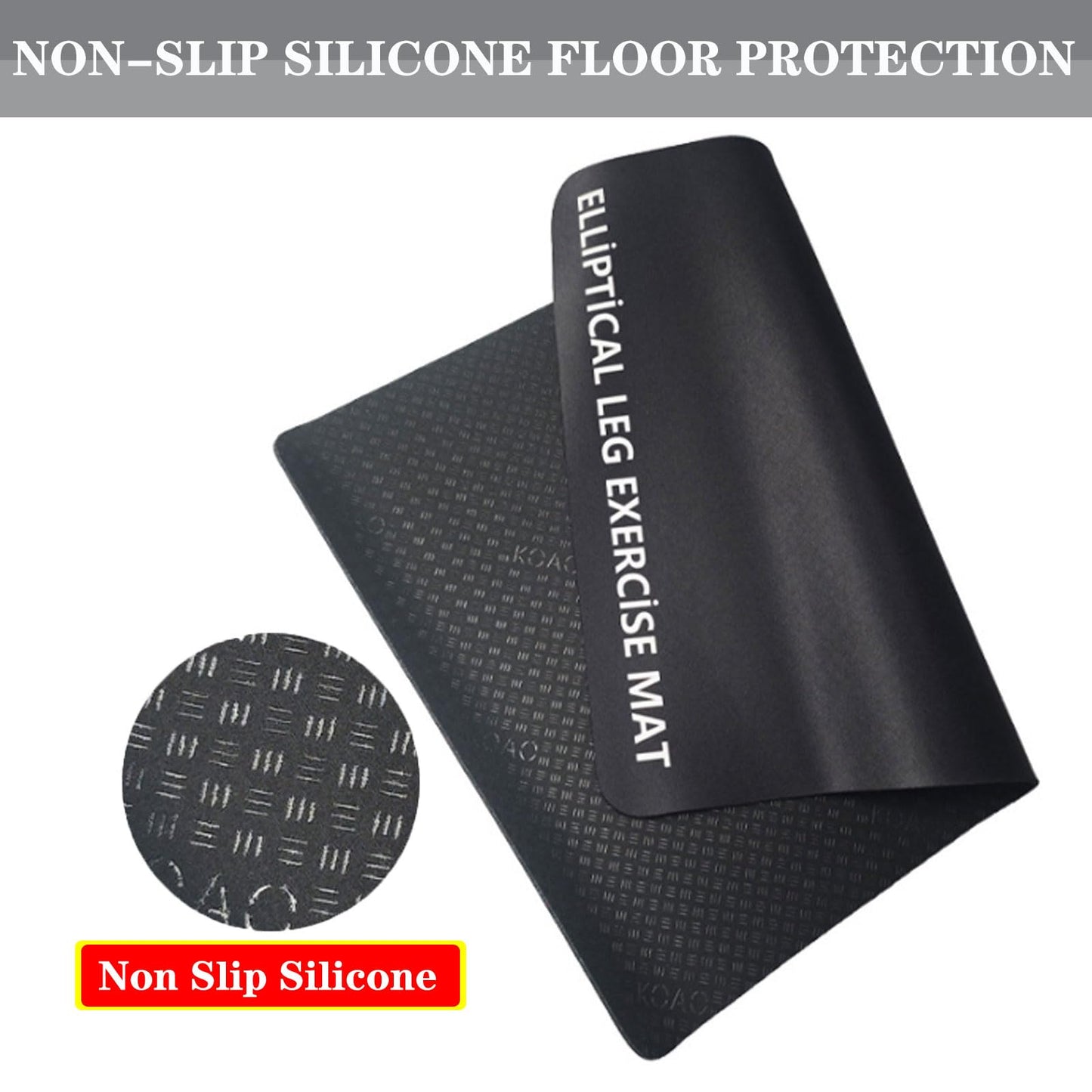 Double-Sided Non-Slip Workout Mat for Ellipse Machine Leg Exerciser Thick Exercise Mat for Under Desk Elliptical Treadmill Mat Home Floor Protection Gym Mat (Double non-slip, 23.6"L x 17"W x 0.2"Th)