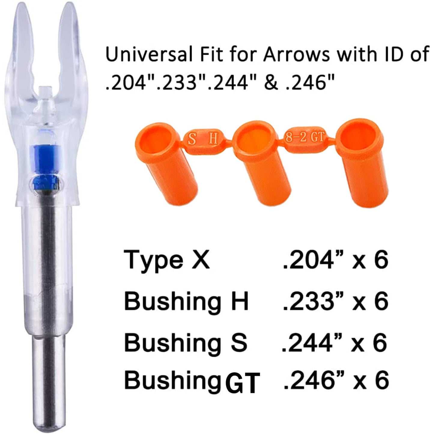 KEAUP 6 Pack X Lighted Nocks for Arrows Universal X/5.2mm LED Lighted Knocks with .204 .233 .244 .246 Inside Diameter, Screwdriver Included