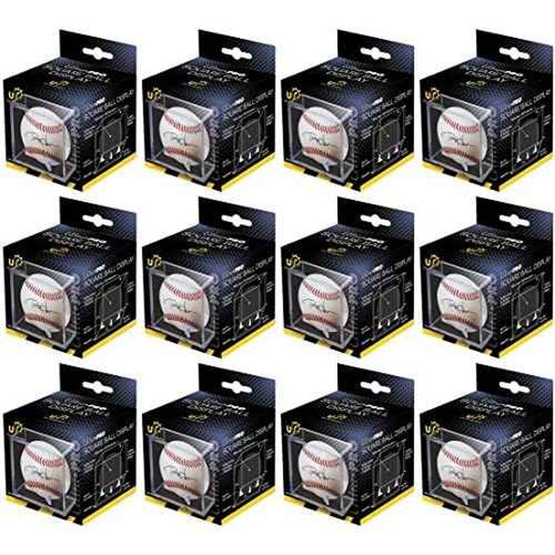 Ultra Pro 12 Square Baseball Display Holder w/Stand UV Protection New Lot Set (12 Baseball Cube Bundle)