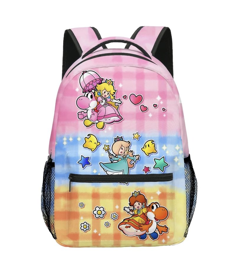 Brainy Princess Backpack 16" Cute Pink Pretty Girls Women Peach Daisy Rosalina Cartoon (Princess Pink)