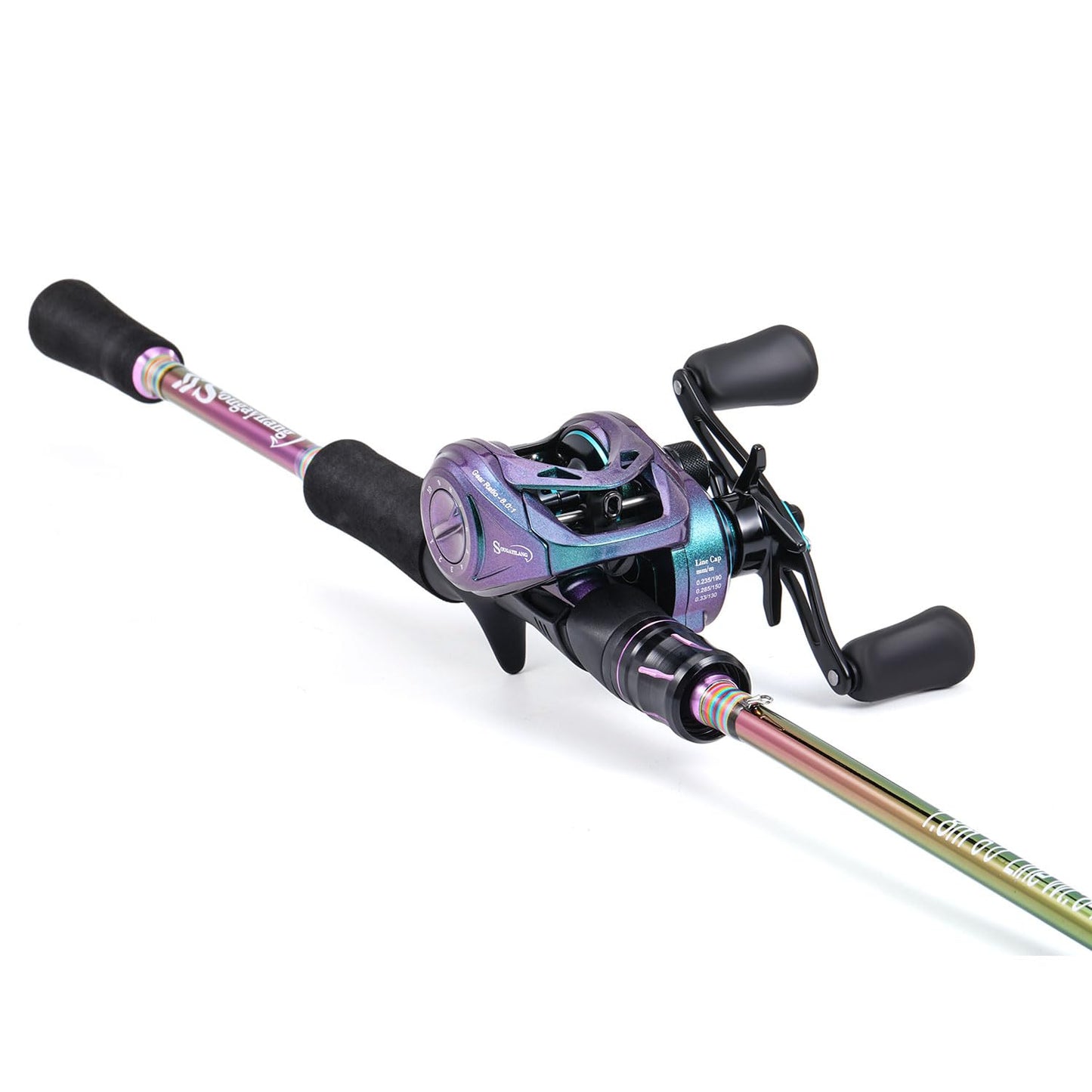 Souagyilang BaitCasting Fishing Rod Reel Combo,2 Pieces Medium Heavy Pole with Super Smooth Casting Gear Baitcster Combo (6.9ft Right Hand)