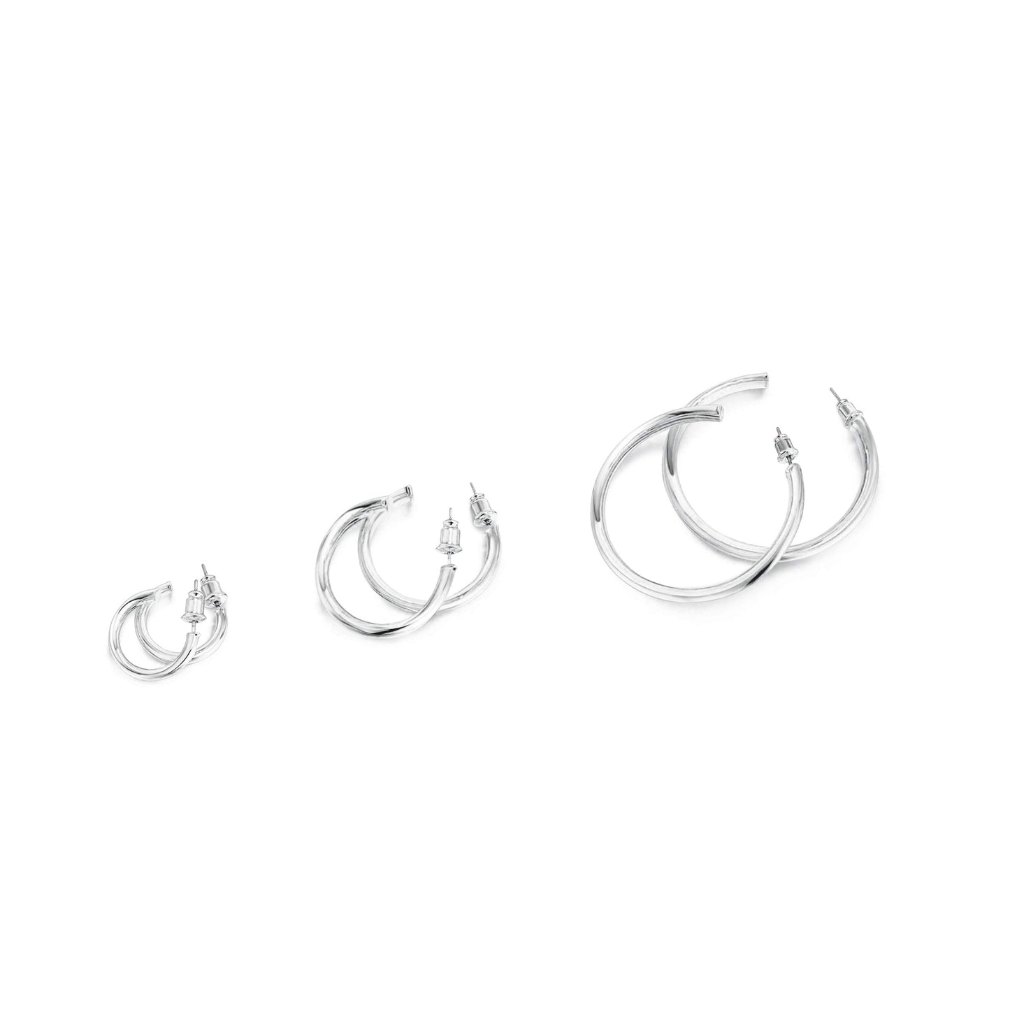 PAVOI 14K White Gold Hoop Earrings For Women - 2mm Thick 45mm Infinity Gold Hoops - Gold Plated Loop Earrings - Lightweight Hoop Set