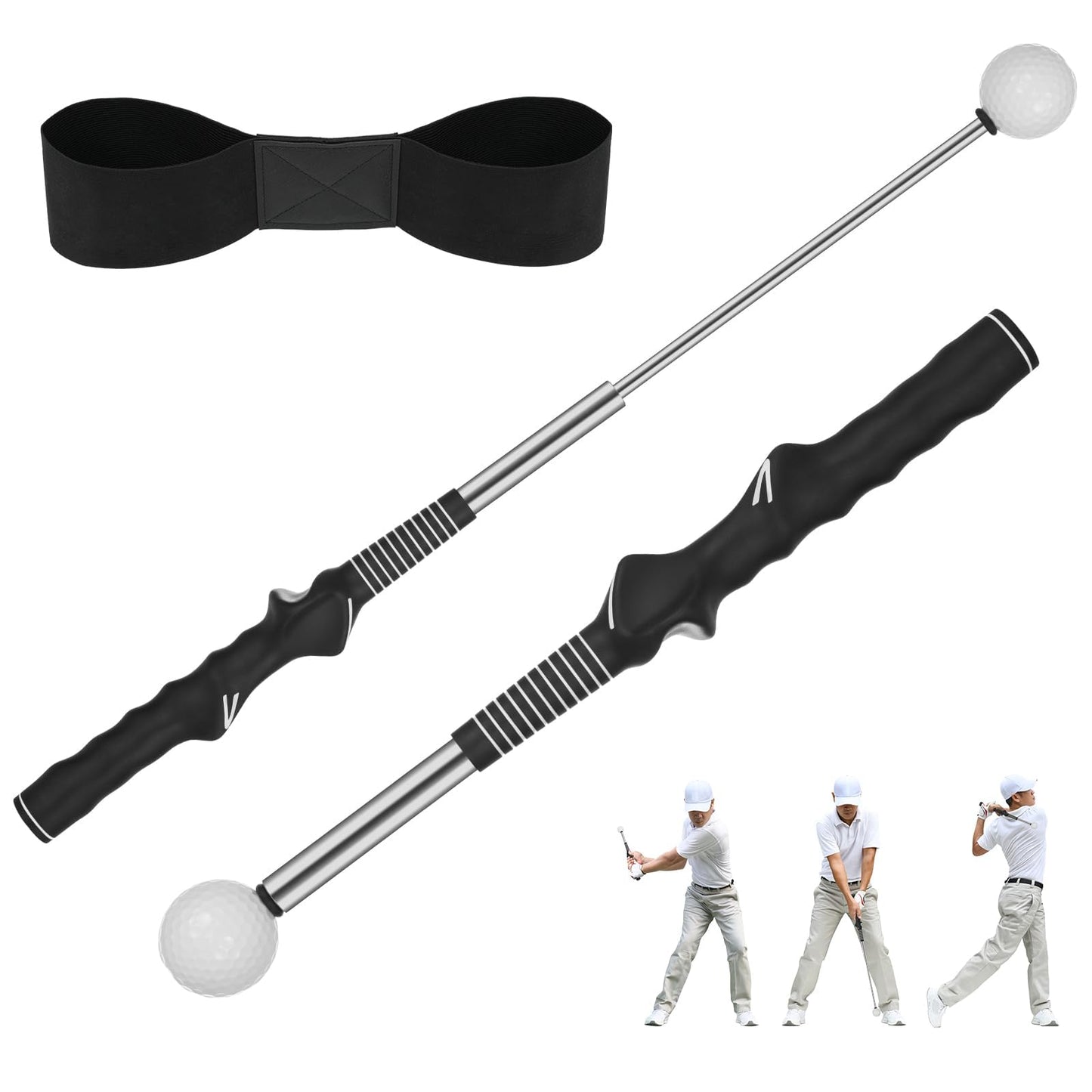 JwKenta Retractable Golf Swing Trainer, Golf Grip Trainer for Warm-ups, Indoor Practice, Right-Handed Golf Clubs, Golf Accessories - Strength and Tempo Training for The chip Shot