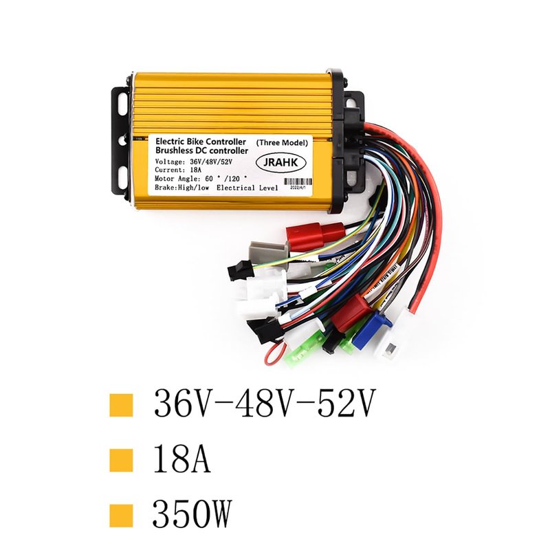 JRAHK 36V/48V/52V 400W Ebike Controller, 18A Current 3-Mode Motor Controller for Electric Bikes/Scooters - Aluminum Alloy, Golden (Brand New)
