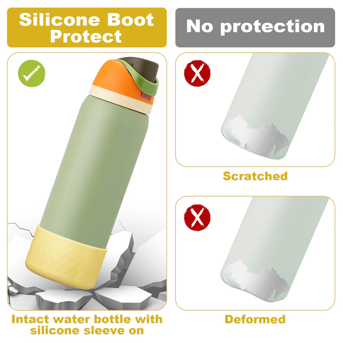 Alwenid 2PCS Silicone Water Bottle Boot for Owala 40 Oz, Anti-Slip Protective Sleeve Bottom Bumper Protector for FreeSip, Twist, and Flip Stainless Steel Water Bottles (Peach)