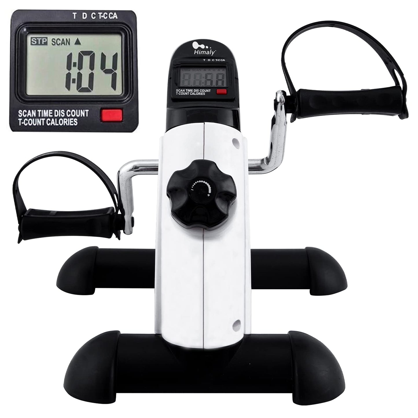 Mini Exercise Bike, himaly Under Desk Bike Pedal Exerciser Portable Foot Cycle Arm & Leg Peddler Machine with LCD Screen Displays