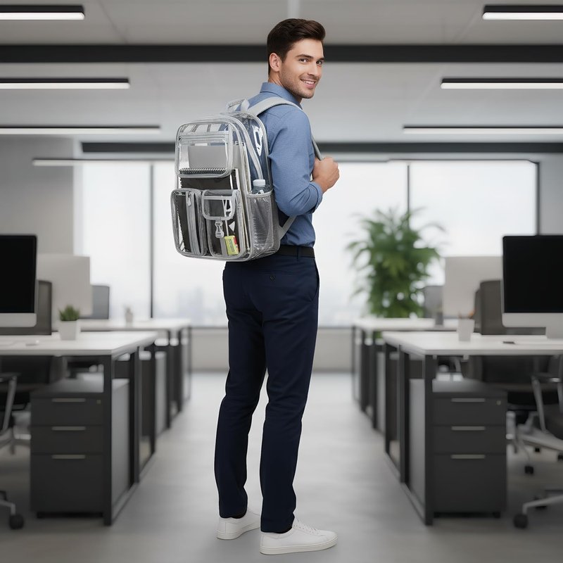 Cusangel Heavy Duty Clear Backpack for School,TPU Large 16X11X5 in Kids bookbag See Through Transparent Bookbag for Sport Event,Stadium Events&Work Backpacks(Grey-16in)