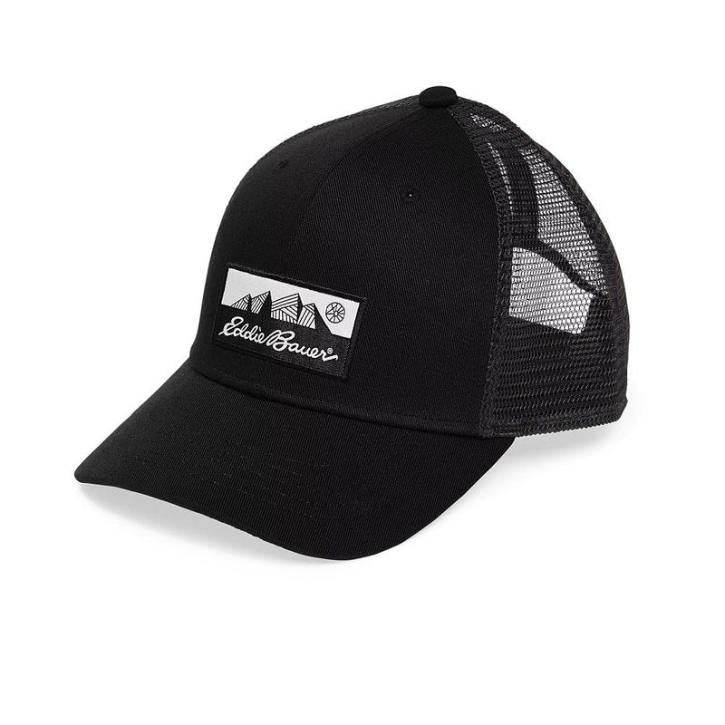 Eddie Bauer Men's Regular Fit Debossed Shield Graphic Hat, Black, One Size