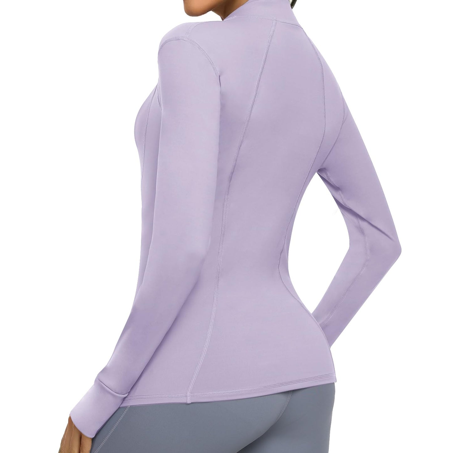 Cighay Women's Athletic Full Zip Lightweight Workout Jacket With Pockets Running Slim Fit Yoga Sportwear With Thumb Holes