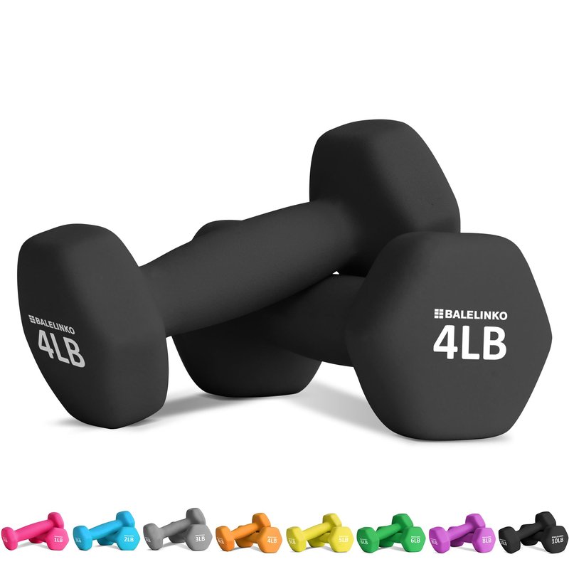 Balelinko Home Gym Equipment Workouts Strength Training Weight Loss Pilates Weights Yoga Sets Weights for Women, Men, Seniors and Youth, 4LB Black, Pair