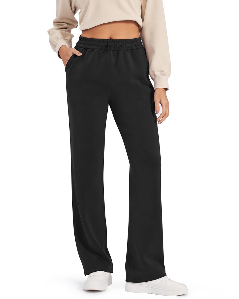 G4Free Sweatpants for Women with Pockets High Waisted Stretchy Dress Pants Drawcord Athletic Pants Casual Workout Pants(Black,M,Short)