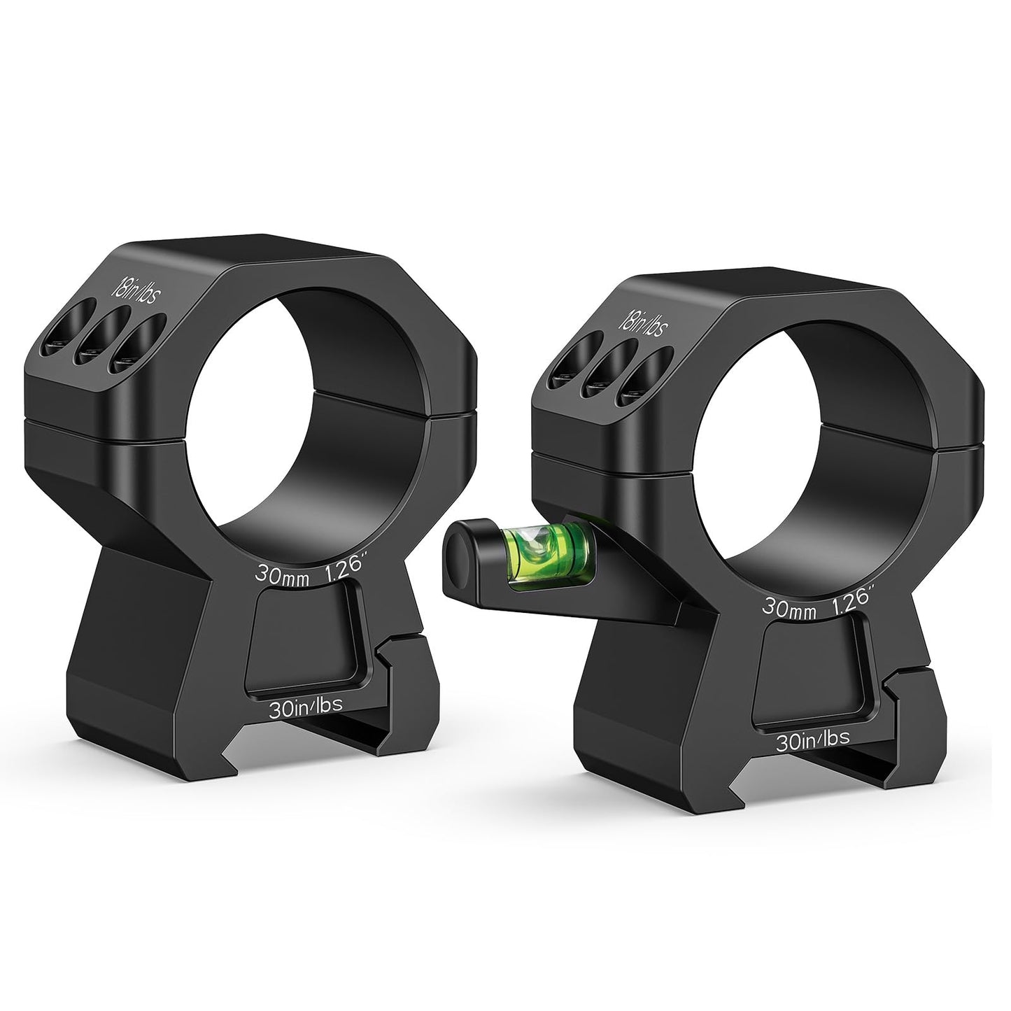 CVLIFE 30mm High Profile Scope Rings - Precision Scope Mount with Integrated Level Bubble for Picatinny and More Rails - 2 Pieces