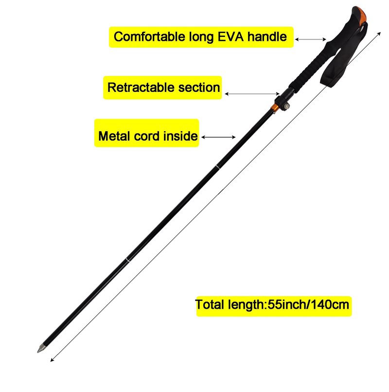Aventik Foldable Wading Staff for Fly Fishing 55.1'' Retractable Fishing Wading Stick Aluminum Body Corrosion Resistance Water Depth Safety Gear(WS-093)