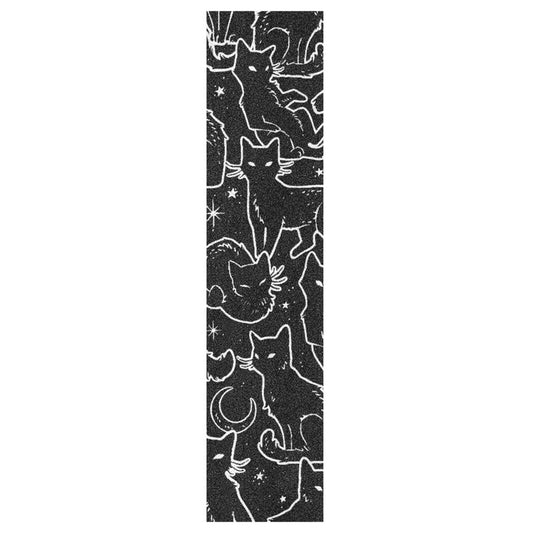 YETTASBIN Black Cats Skateboard Grip Tape, Bubble Free Anti Slip Longboard Grip Tape Sheet Sticker Deck Sandpaper for Rollerboard, 44 x 10 Inch