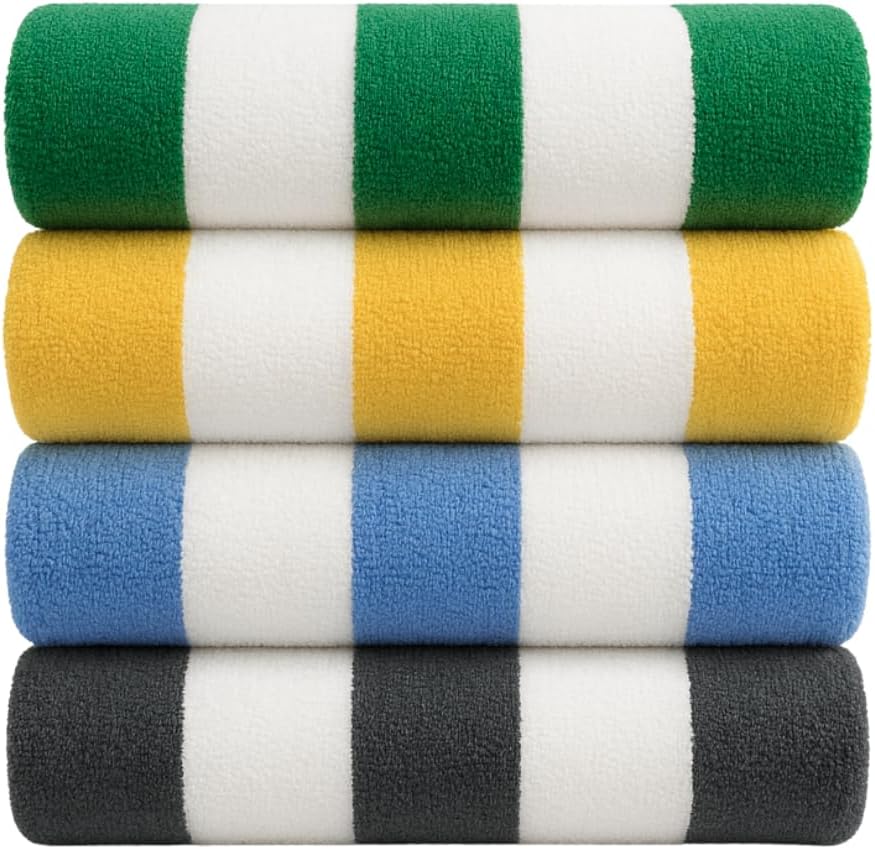 Oversized Cotton Turkish Beach Towel - Quick Dry, Absorbent | 30"x60", Cabana Mix, 4 Pack
