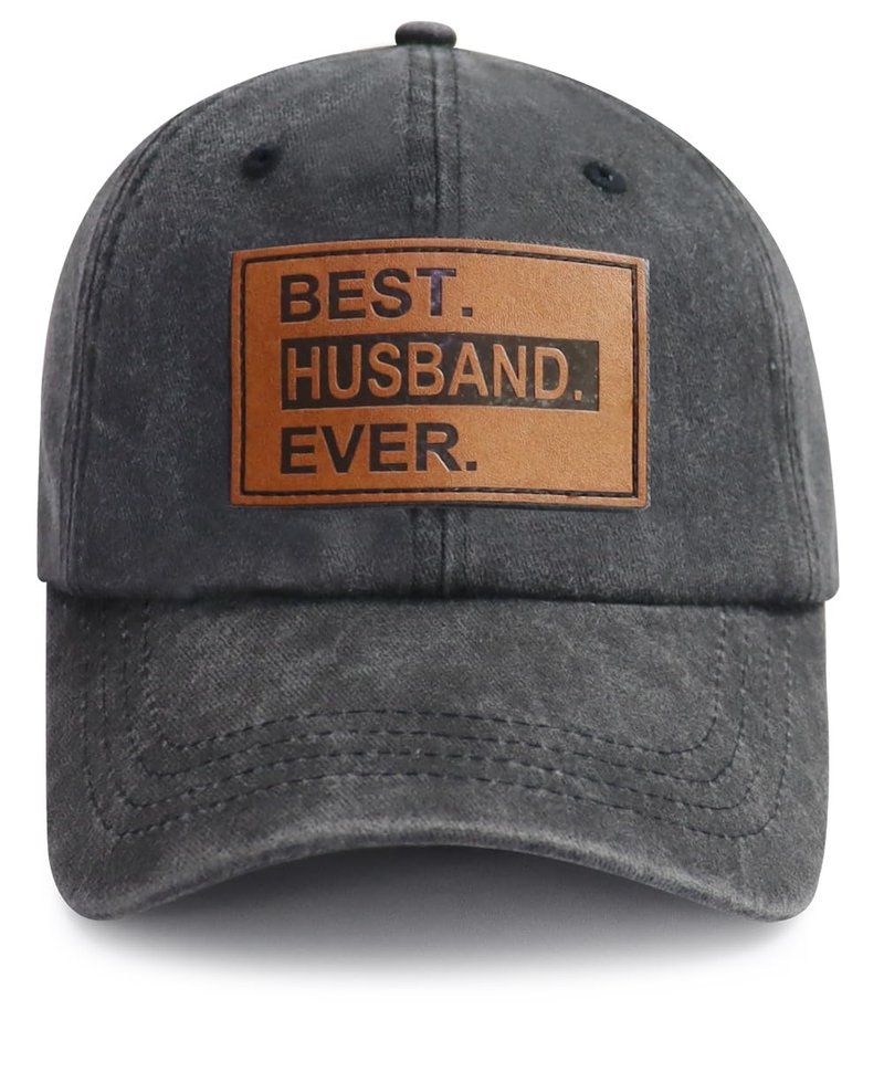 Husband Gifts for Men, Hubby Baseball Cap, Marriage Party Decorations Hat, Valentines Wedding Anniversary Christmas Birthday Gifts for Him Mr Dad Papa Black