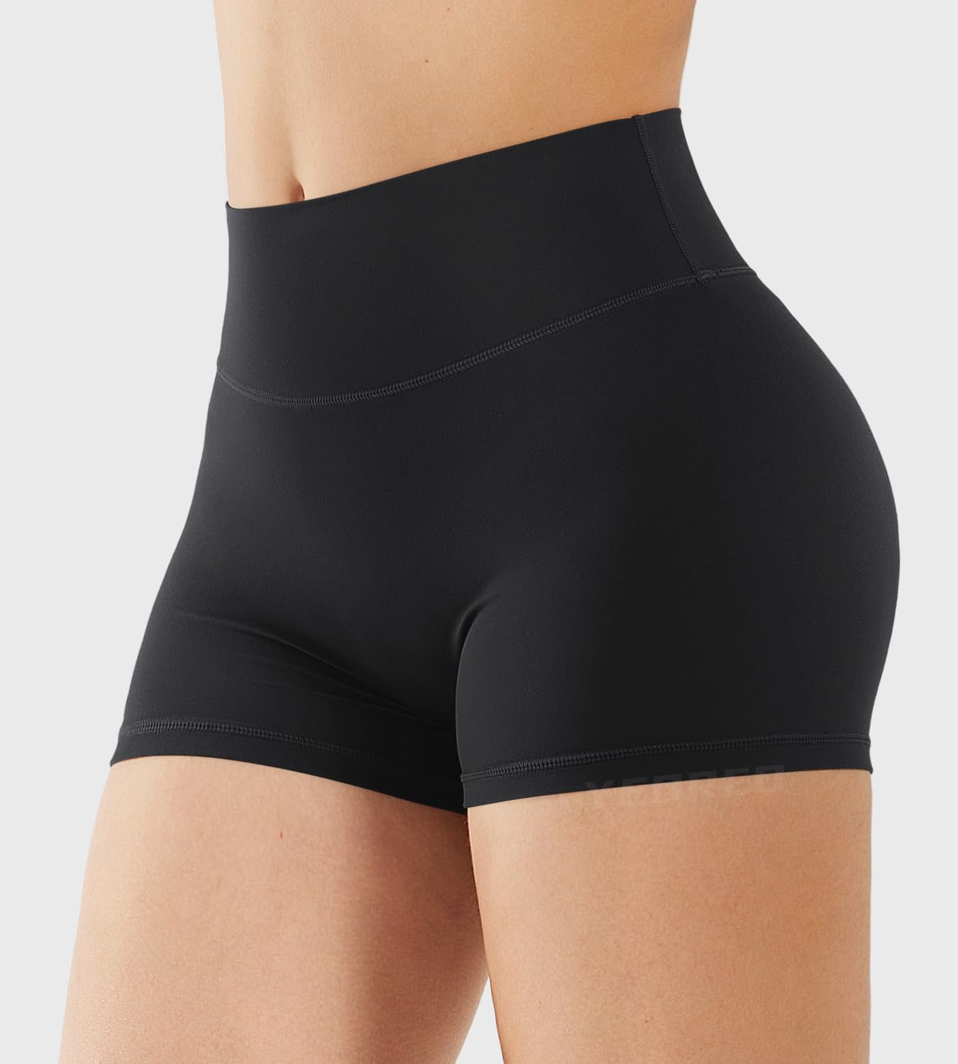 YEOREO LuxFlow Women's Biker Shorts 2.5" No Front Seam Workout Shorts Black