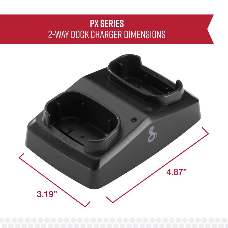 Cobra PX Professional Walkie Talkie 2-Way Dock Charging Station with UBS Charging Cable - Dual Desktop Portable Charger, Compatible with PX650 Business Models