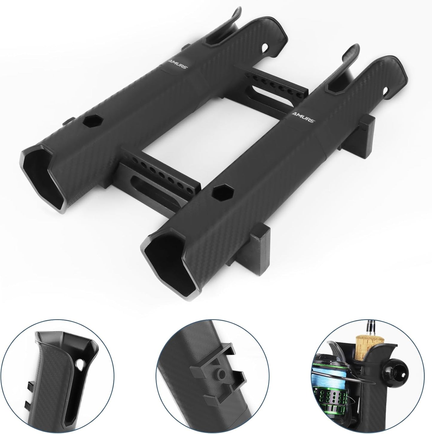 Fishing Rod Holder Rack - Portable Rod Holder with 6-Inch Ball Bungee Cords | Ideal for Boats, Yachts, Kayaks, and More