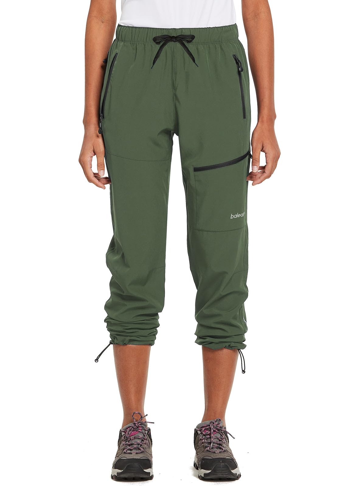 baleaf Women's Hiking Pants Quick Dry Lightweight Water Resistant Stretch Cargo Pants with Zipper Pockets Travel Camping 29''-Army Green S