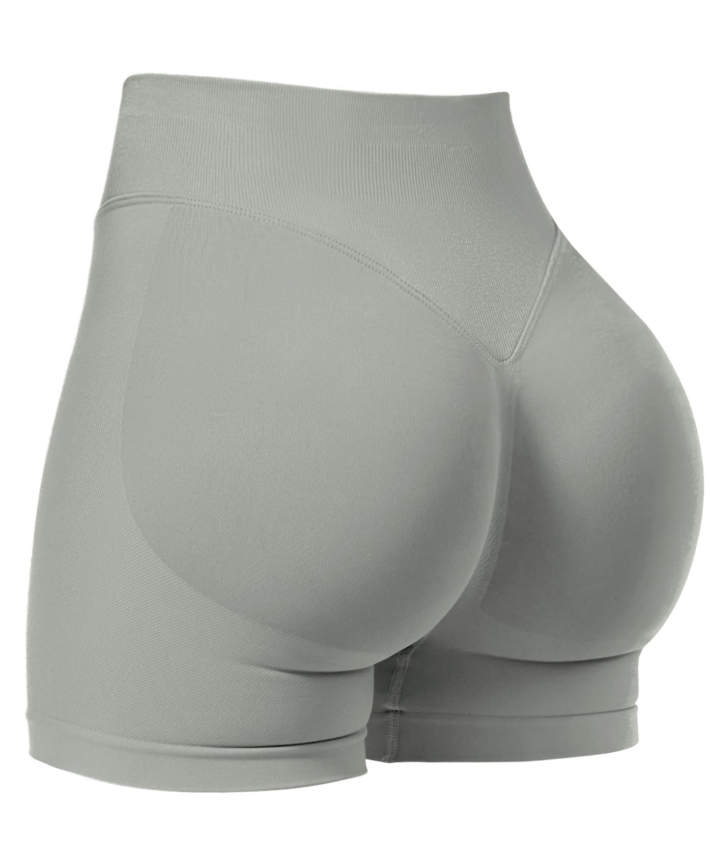 VOYJOY Women Workout Impact Shorts 2.5"/ 3.6"/ 4.5"/ 6" Scrunch Butt Lifting Gym Seamless Booty Biker Shorts Light Grey