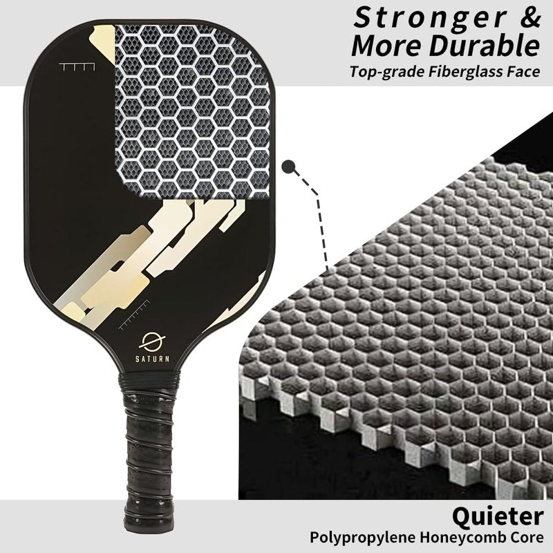 USAPA Aprroved Pickleball Paddle Set of 4, 2 Indoor & 2 outdoor balls,4 Grip Tapes with 4 Towels and 1 Black Carry Bag