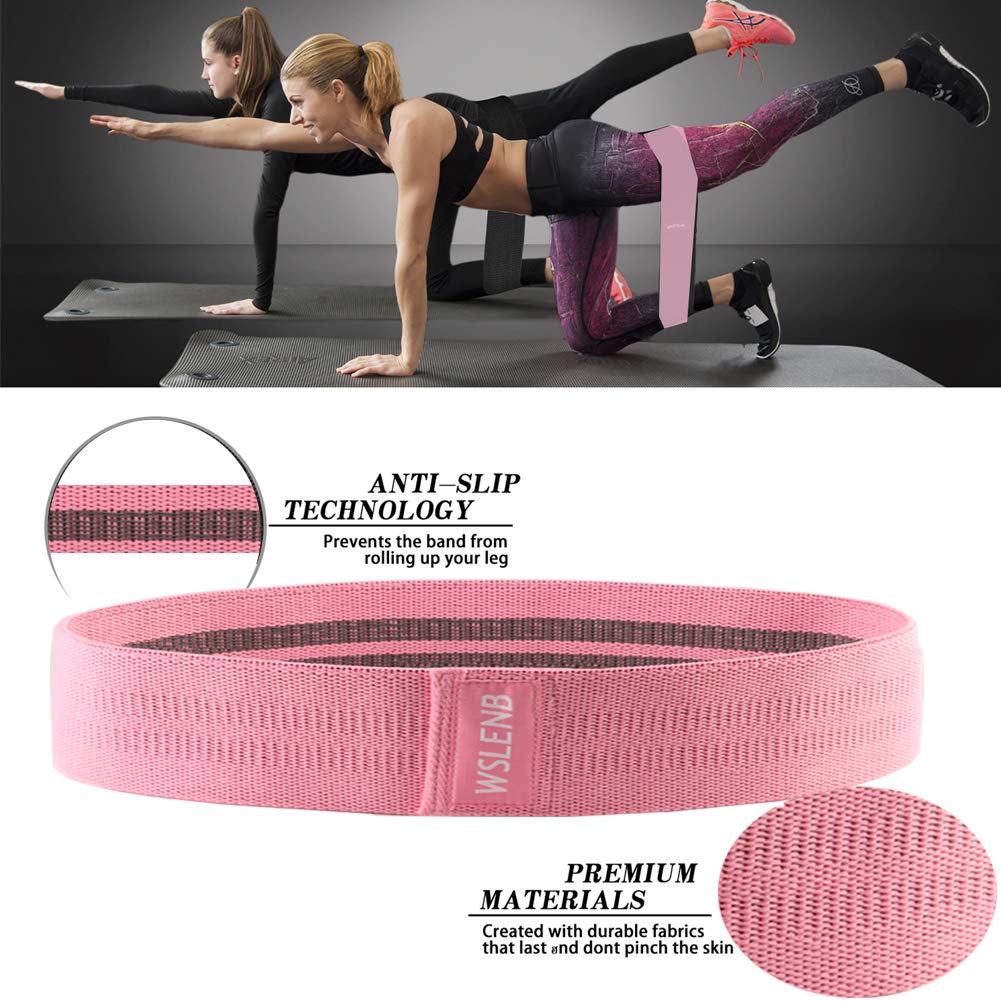WSLENB 8 Pcs Resistance Bands Set Workout Bands for Leg and Butt, Fabric Non Slip Training Exercise Band with 2 Legs Ankle Straps Door Anchor for Men Women Home Fitness Gym Yoga Squat Glute