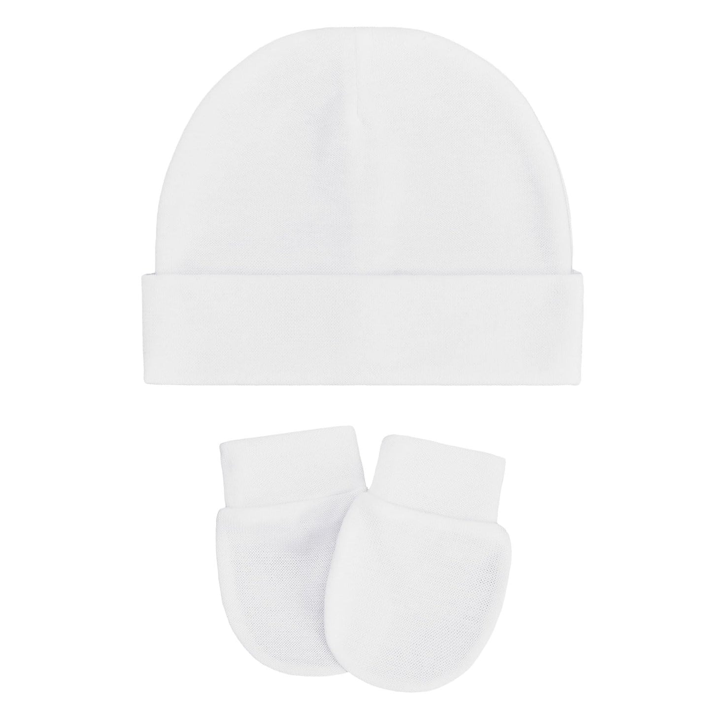 Century Star Cotton Newborn Baby Beanie Hats and Mittens Set Infant Hats for Baby Boy Girl Hats 0-6 Months for Halloween 1Pc White 0-6 Months
