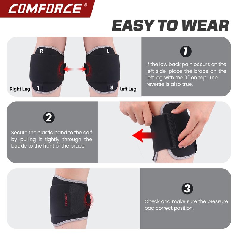 COMFORCE Sciatica Pain Relief Devices， Adjustable Pressure Pad for Sciatica Relief, Lower Back and Buttocks, Sciatic Nerve Brace for Men and Women