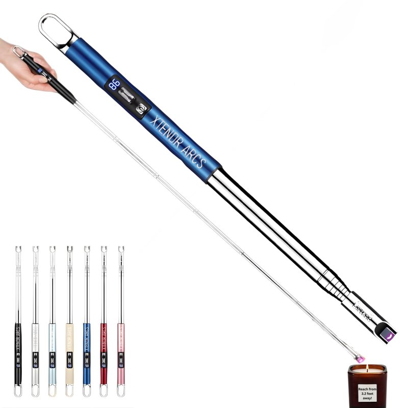 XTENDR ARCS V3 Extendable 3.2 Feet LED Arc Extra Long Flameless Fireplace Stove Electric Candle Lighter for Pilot Light, Grilling, Firepit, Kitchen, BBQ (Blue)
